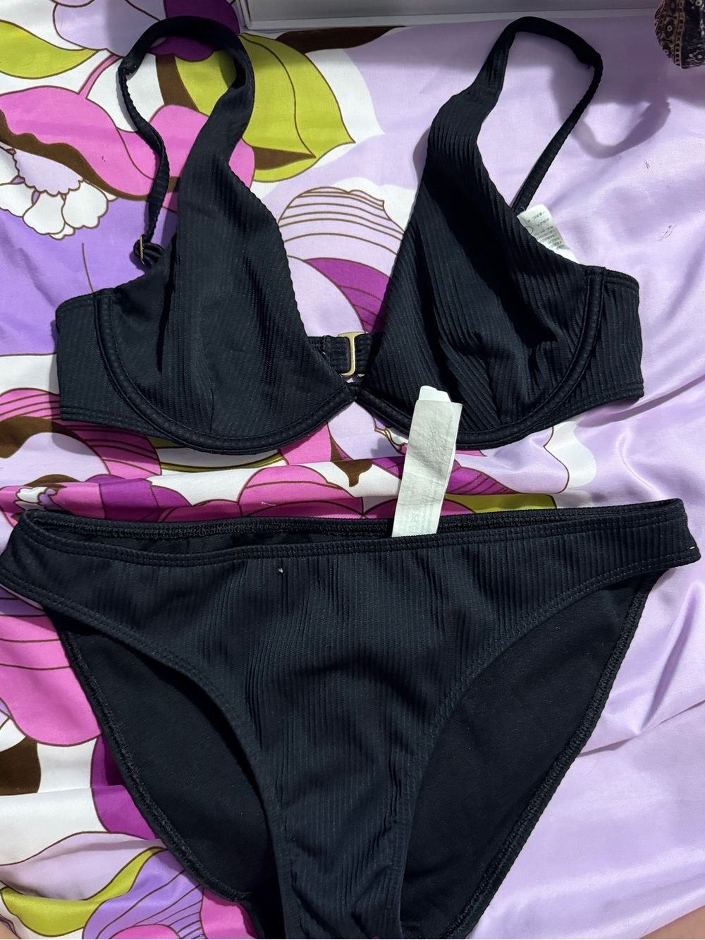 Hollister Ribbed Black Two-Piece Bikini Set